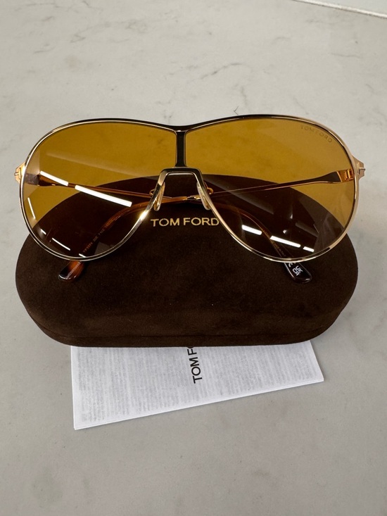 Tom Ford Unisex Deep Gold Frame Sunglasses with Golden Amber Lenses - Picture 16 of 17